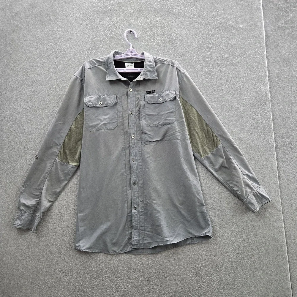 Wrangler Men Button Up Shirt XLT Gray Nylon Polyester ATG Activewear Outdoor